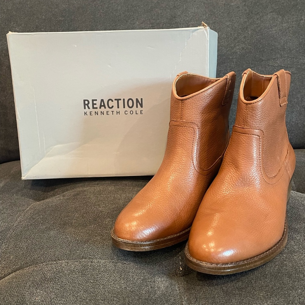 Kenneth Cole Reaction Brown Leather Ankle Boots